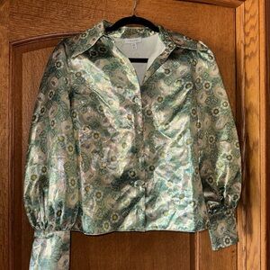 Floral Satin Blouse - Green by Who What Wear